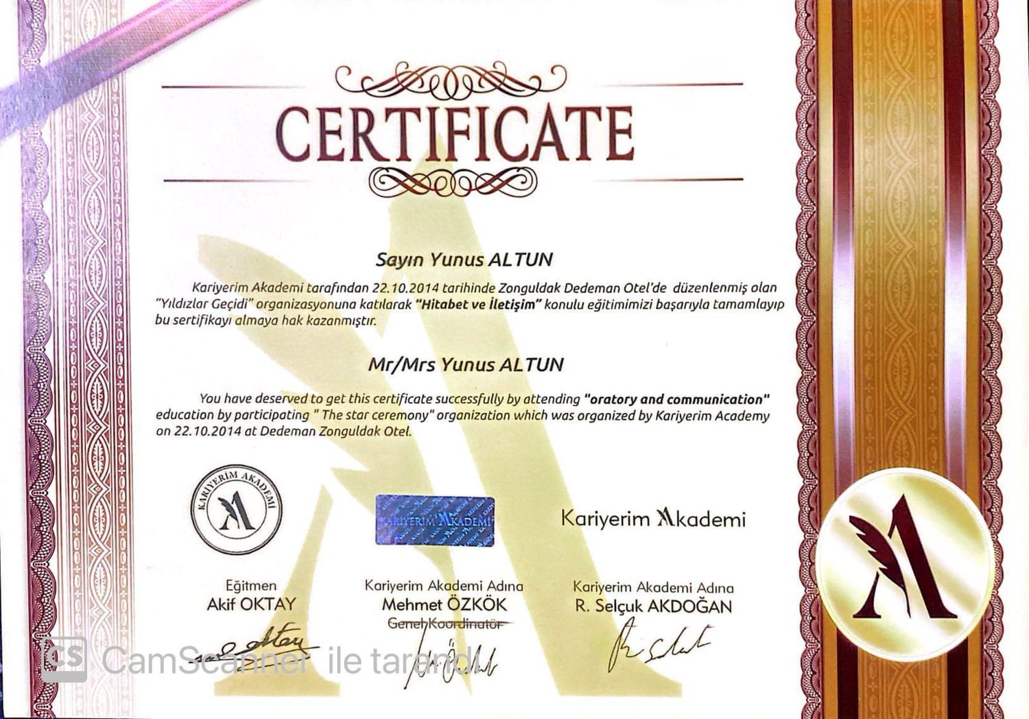 Hitabet ve İletişim Sertifikası — Kariyerim Akademi