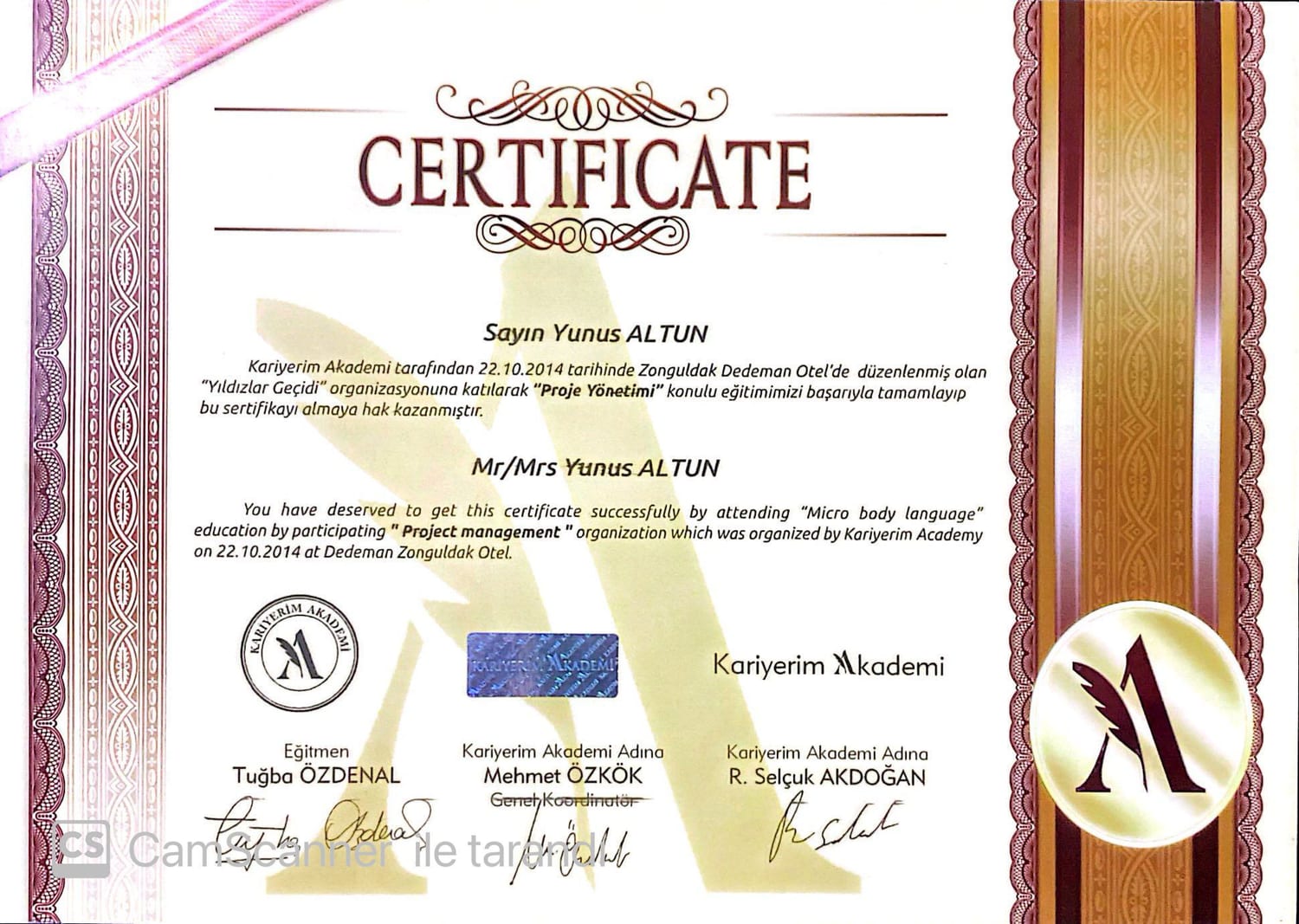 Proje Yönetimi Sertifikası — Kariyerim Akademi